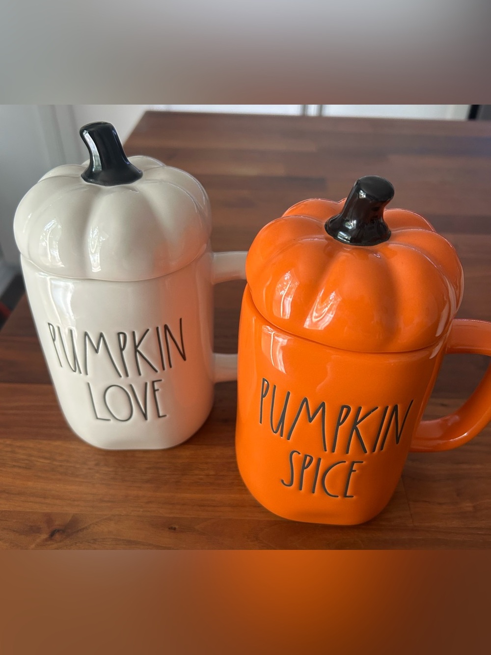 Rae Dunn pumpkin topper mug set